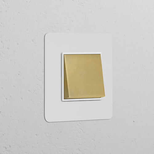 Kew Single Intermediate Rocker Switch - Paintable Antique Brass | White
