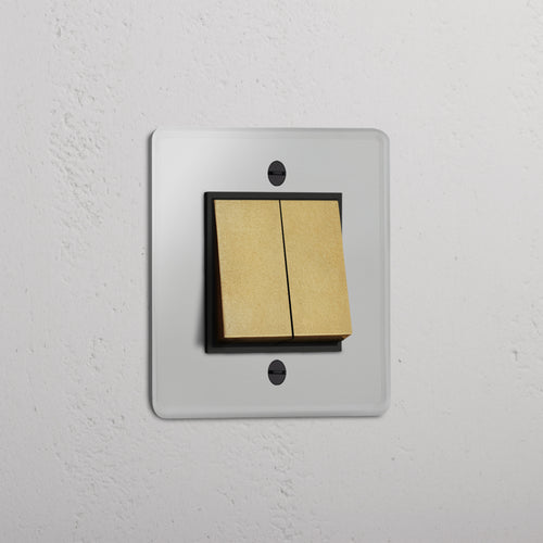 Single 2x Rocker Switch - Clear Antique Brass Black