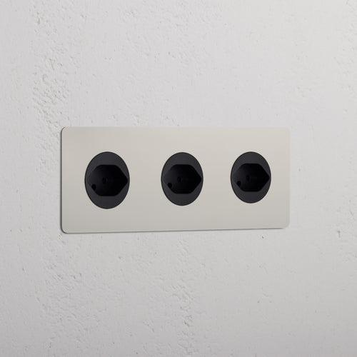 Kew Triple 3x Swiss Type J Socket - Polished Nickel | Black