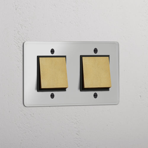 Double 2x Rocker Switch - Clear Antique Brass Black