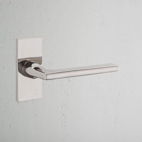 Clayton Short Plate Sprung Door Handle - Polished Nickel