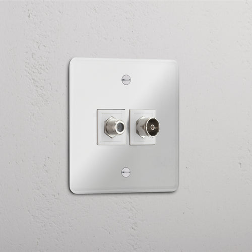 Single Satellite & TV Module - Clear White