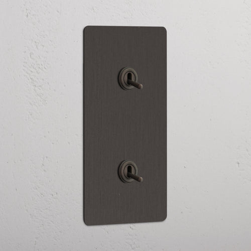 Double 2x Vertical Toggle Switch - Bronze