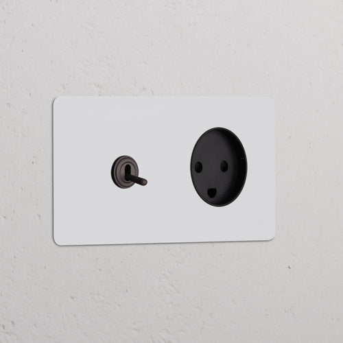 Kew Double Toggle Switch & Danish Type K Socket - Paintable Bronze | Black
