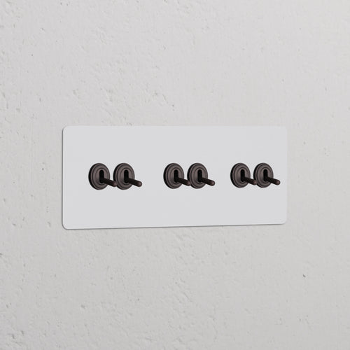 Kew Triple 6x Toggle Switch - Paintable Bronze