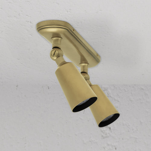 Antique Brass Elegant Baylis Double Spotlight on White Background