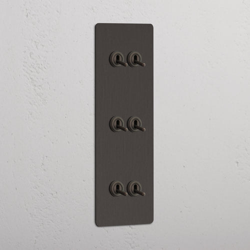 Triple 6x Vertical Toggle Switch - Bronze