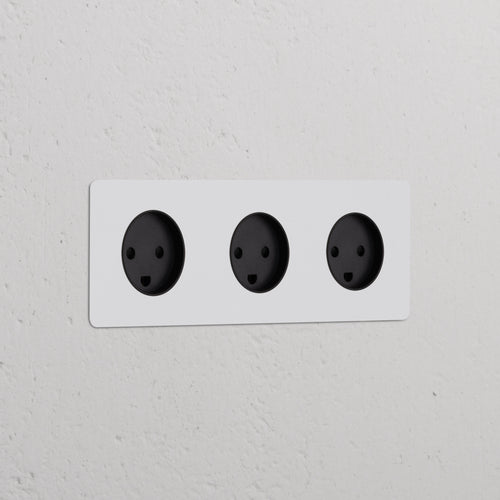 Kew Triple 3x Danish Type K Socket - Paintable | Black