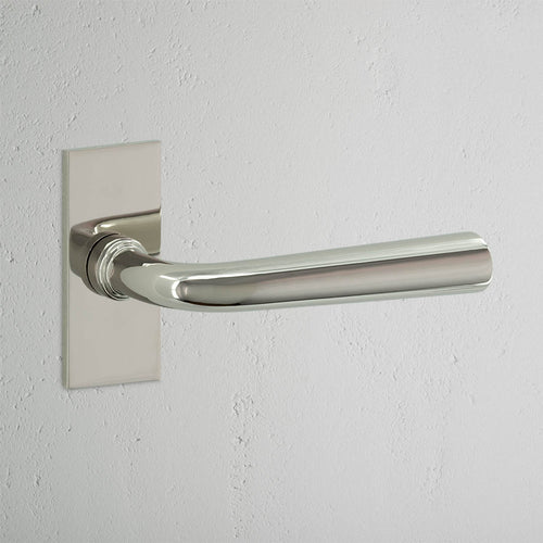 Apsley Short Plate Sprung Door Handle - Polished Nickel