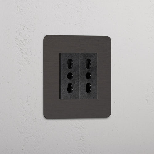 Kew Single 2x Bipasso Socket - Bronze | Black