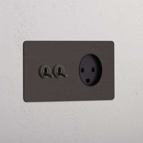 Kew Double 2x Toggle & Danish Type K Socket - Bronze | Black