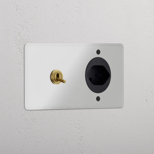 Kew Double Toggle & Swiss Type J Socket - Clear Antique Brass | Black