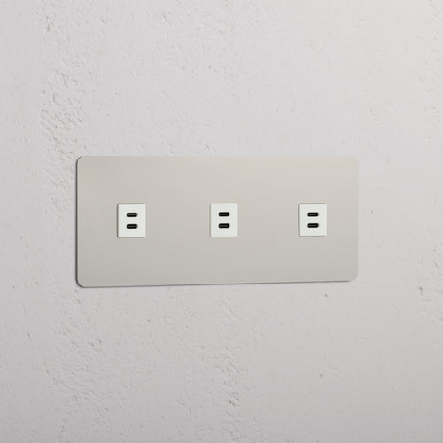 Triple 3x USB Module - Polished Nickel White