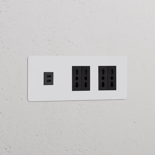 Kew Triple USB-C 30W & 4x Bipasso Socket - Paintable | Black
