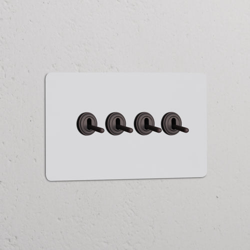Kew Double 4x Toggle Switch - Paintable Bronze