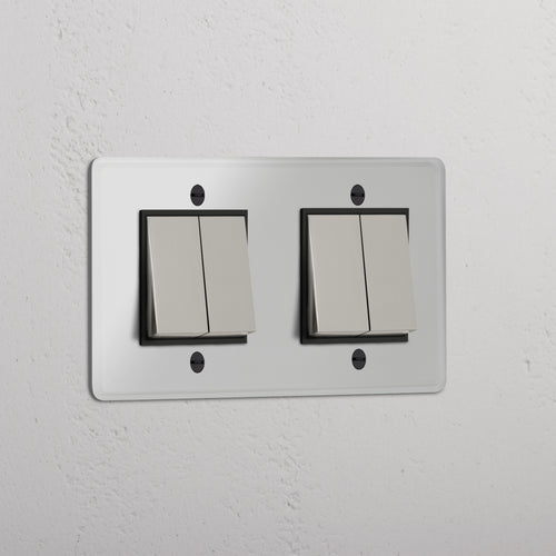 Double 4x Rocker Switch - Clear Polished Nickel Black