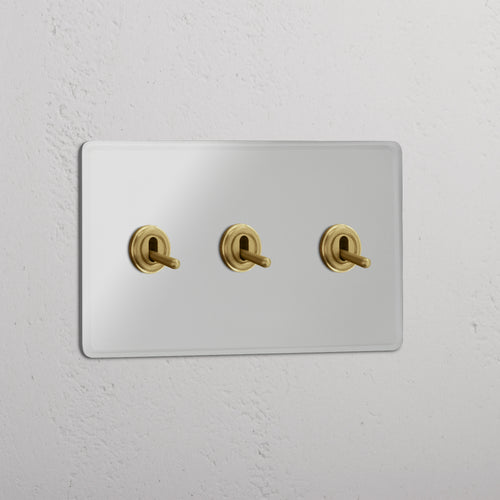 Double 3x Toggle Switch - Clear Antique Brass