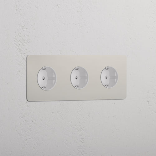Triple 3x Schuko Module - Polished Nickel White