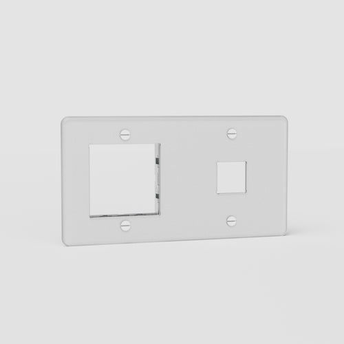 Kew Double 1x Keystone & 1x 45mm Module Plate - Clear | White