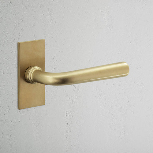 Apsley Short Plate Sprung Door Handle - Antique Brass
