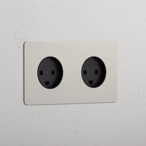Kew Double 2x Danish Type K Socket - Polished Nickel | Black