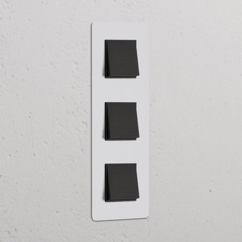 Kew Triple 3x Vertical Rocker Switch - Paintable Bronze | Black