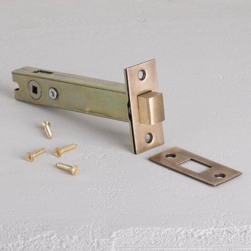 Antique Brass Bathroom Lock 100mm on White Background