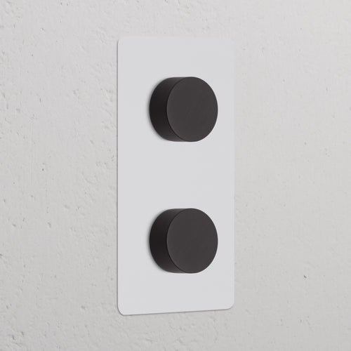 Kew Double 2x Vertical Dimmer Switch - Paintable Bronze