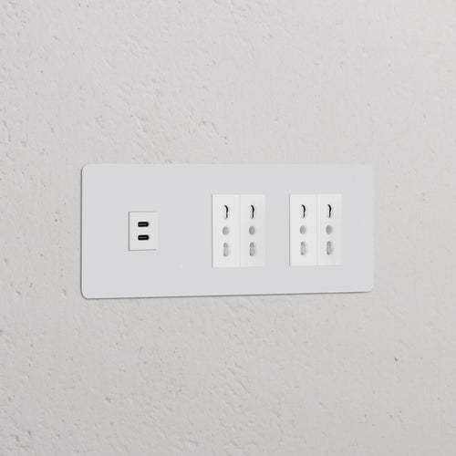 Kew Triple USB-C 30W & 4x Bipasso Socket - Paintable | White
