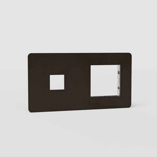 Kew Double 1x Keystone & 1x 45mm Module Plate - Bronze