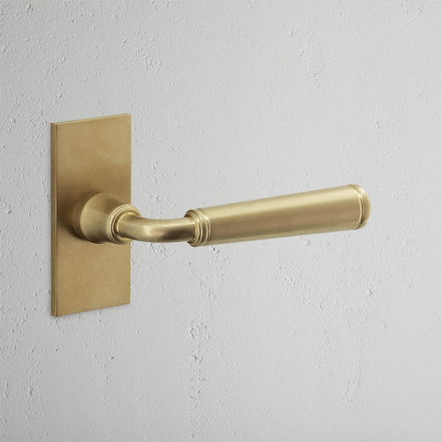 Digby Short Plate Sprung Door Handle - Antique Brass