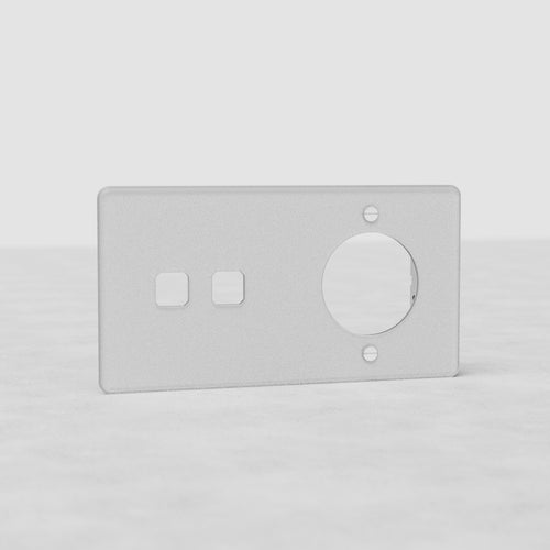 Kew Double 2x Switch & 1x Socket Plate - Clear | White