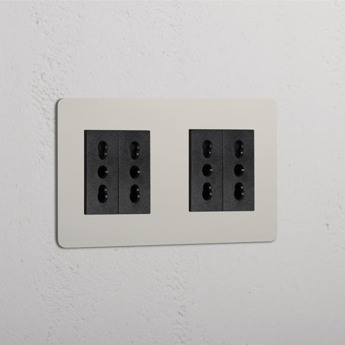 Kew Double 4x Bipasso Socket - Polished Nickel | Black