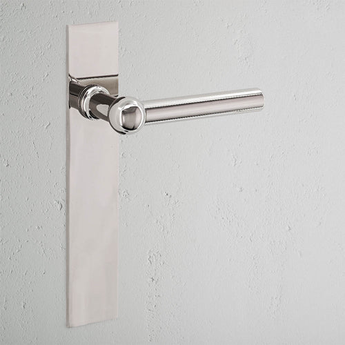 Harper Long Plate Sprung Door Handle - Polished Nickel