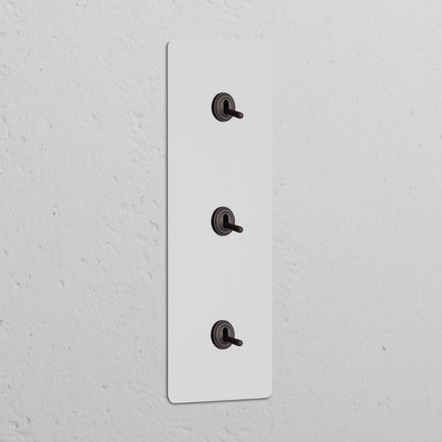 Kew Triple 3x Vertical Toggle Switch - Paintable Bronze