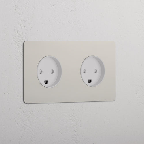 Kew Double 2x Danish Type K Socket - Polished Nickel | White