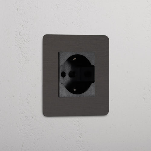 Kew Single Schuko/Bipasso Socket - Bronze | Black