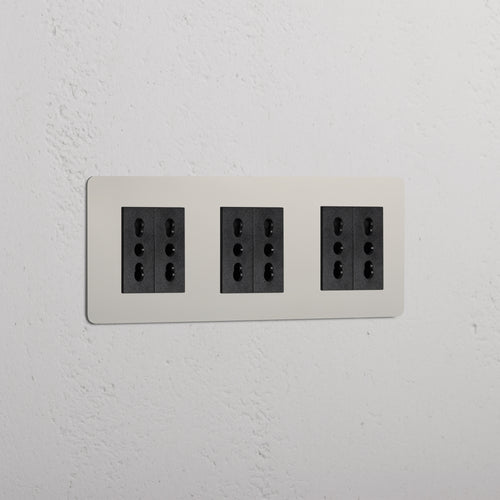 Kew Triple 6x Bipasso Socket - Polished Nickel | Black