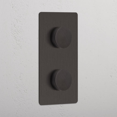 Double 2x Vertical Dimmer Switch - Bronze