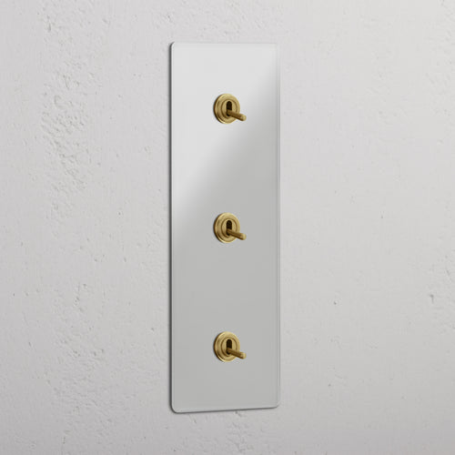 Triple 3x Vertical Toggle Switch - Clear Antique Brass