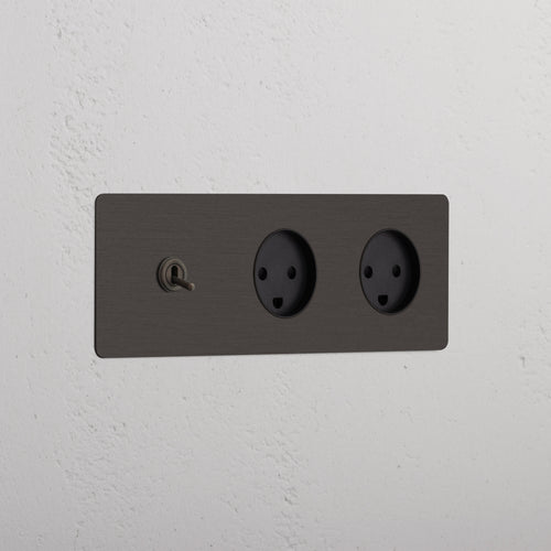 Kew Triple Toggle & 2x Danish Type K Socket - Bronze | Black