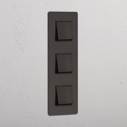 Triple 3x Vertical Rocker Switch - Bronze Black