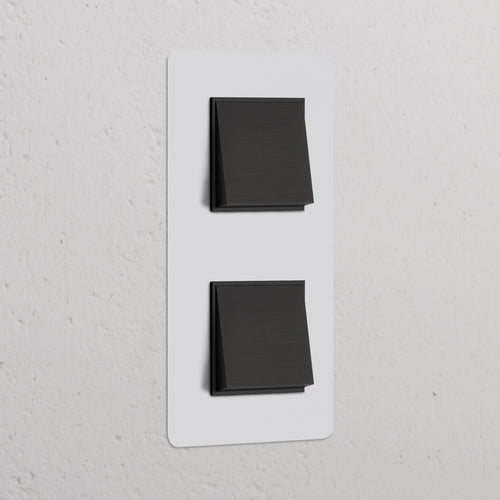 Kew Double 2x Vertical Rocker Switch - Paintable Bronze | Black