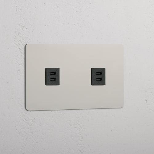 Double 2x USB Module - Polished Nickel Black