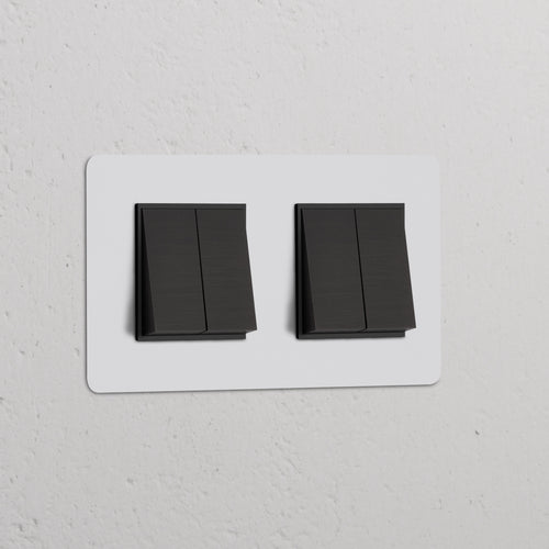 Kew Double 4x Rocker Switch - Paintable Bronze | Black
