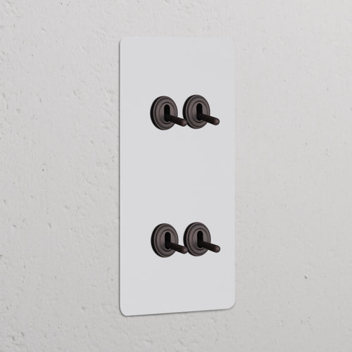 Kew Double 4x Vertical Toggle Switch - Paintable Bronze