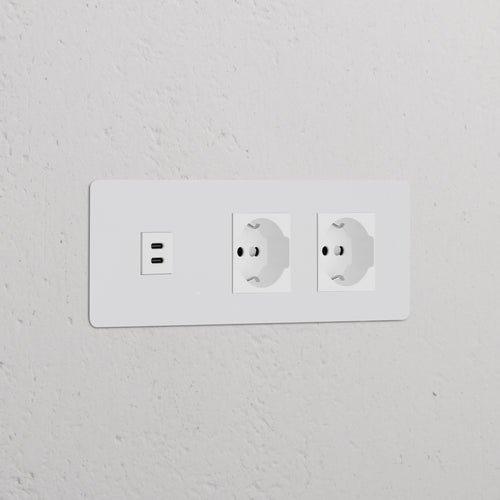 Kew Triple USB-C 30W & 2x Schuko/Bipasso Socket - Paintable | White