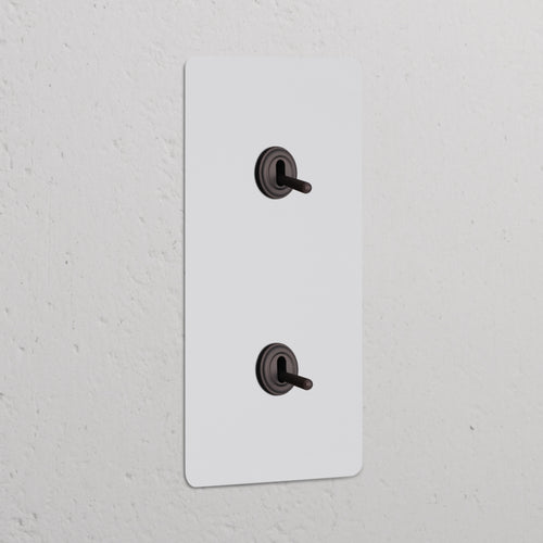 Kew Double 2x Vertical Toggle Switch - Paintable Bronze
