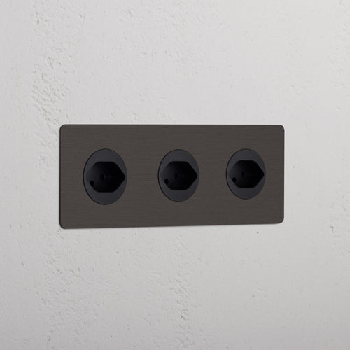 Kew Triple 3x Swiss Type J Socket - Bronze | Black