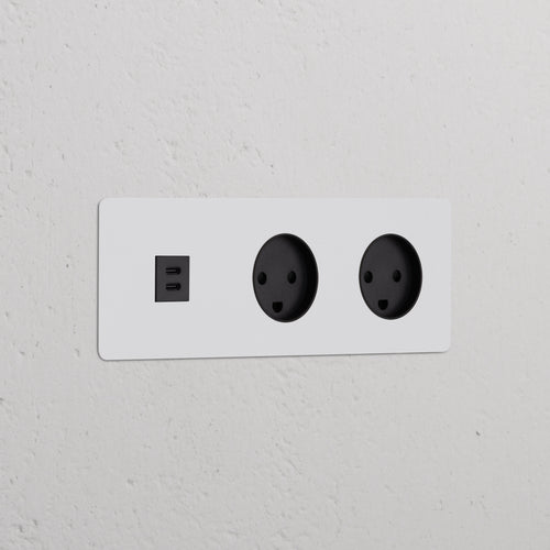 Kew Triple USB-C 30W & 2x Danish Type K Socket - Paintable | Black